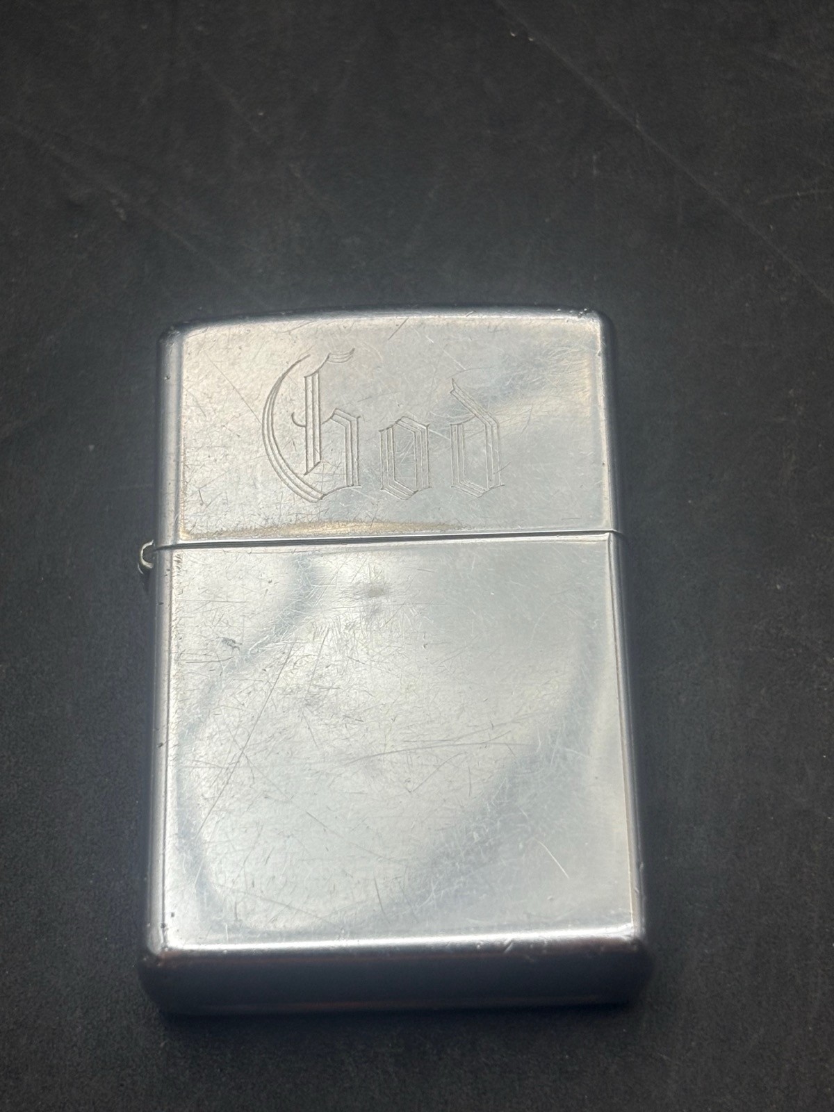 Vintage Zippo Lighter F XII Engraved GOD