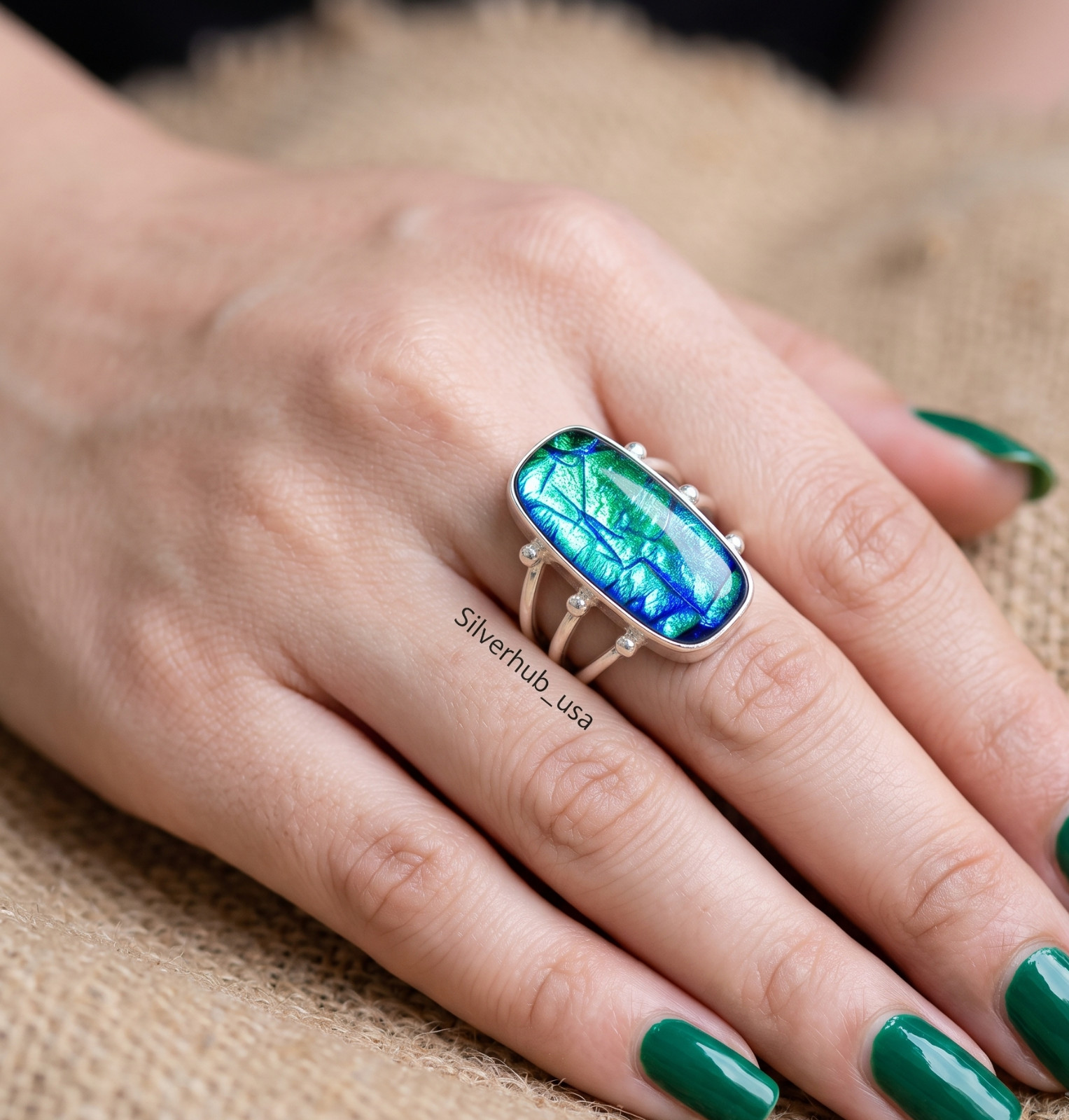 Australian Opal Gemstone 925 Sterling Silver Women Ring Jewelry All Size DE-39