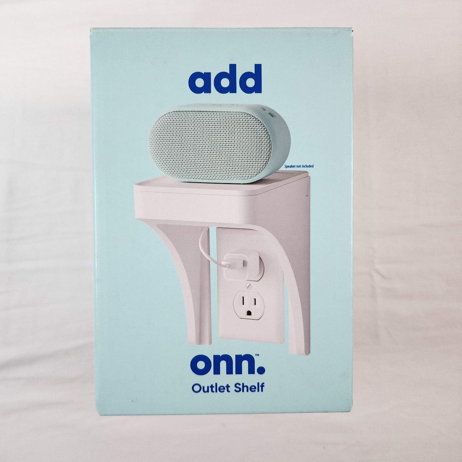 Onn White Outlet Shelf with Power Cord Storage Compartment Phone Speaker Holder