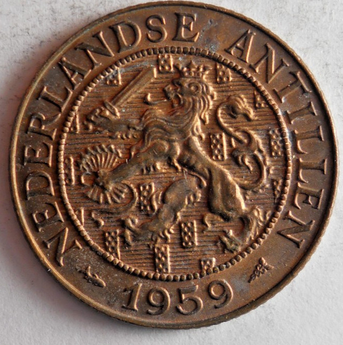 1959 NETHERLANDS ANTILLES 2.5 CENTS - Excellent Coin - FREE SHIP - Bin #750