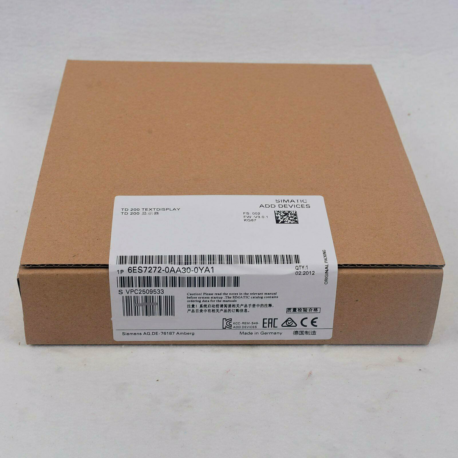 One Siemens 6ES7272-0AA30-0YA1 6ES7 272-0AA30-0YA1 TD200 Text Display In Box