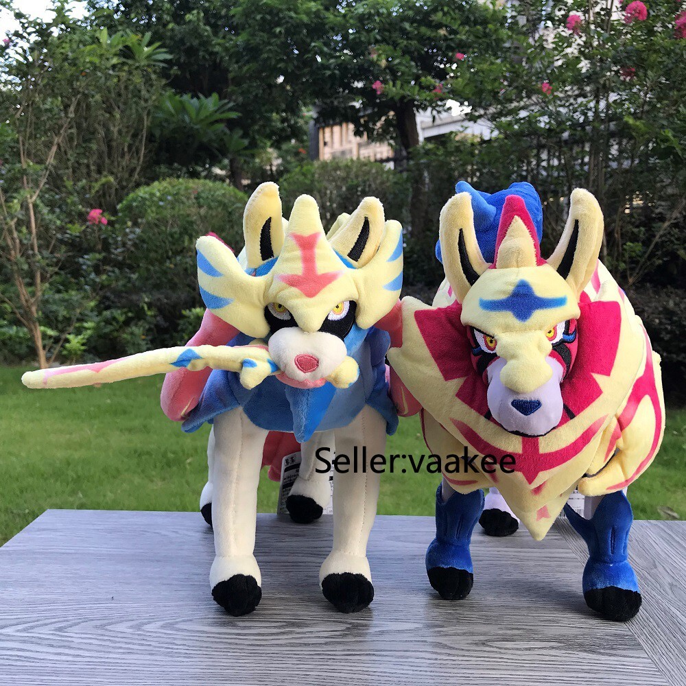 2Pcs Galar Region Zamazenta Shield & Zacian Sword Plush Stuffed Toys Soft Doll