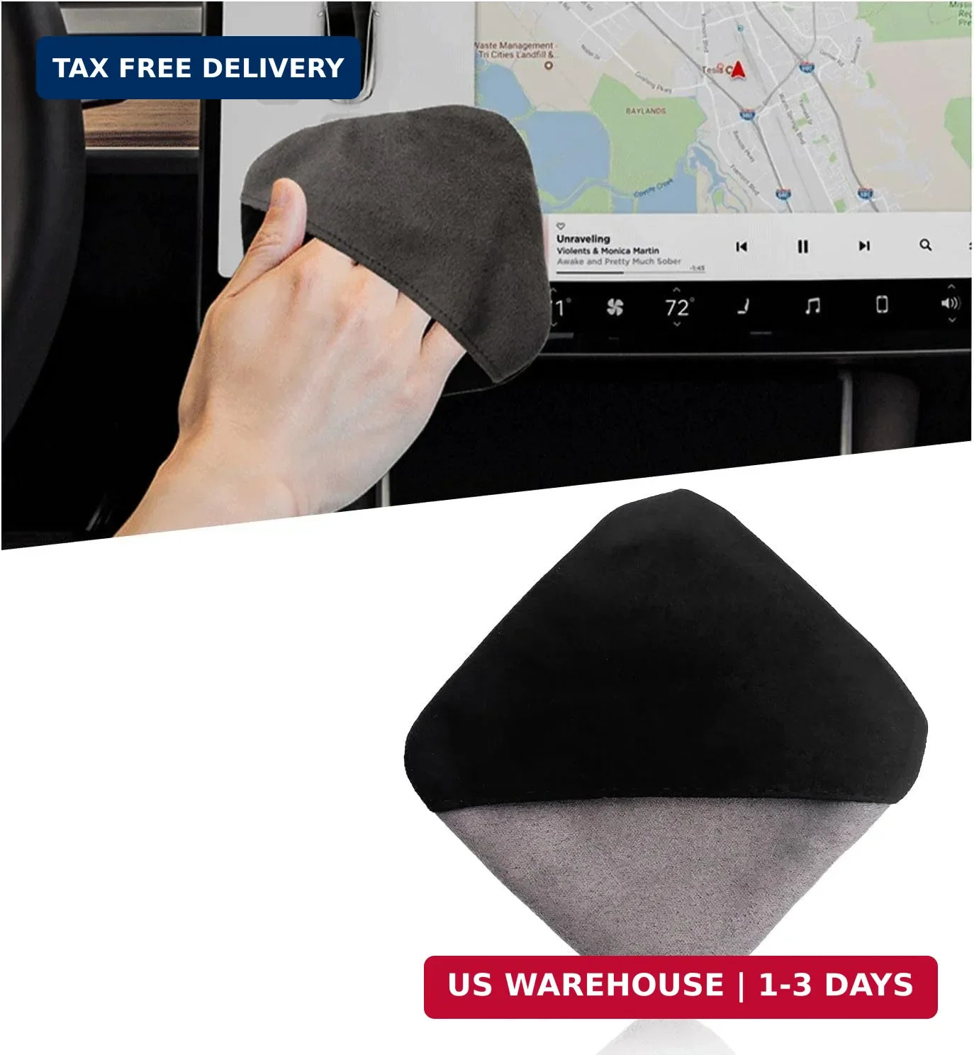 Car Screen Cleaner, Square Microfiber Cloth Non-Scratch Auto Touchscreen Cleanin