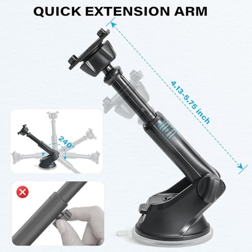 Replacement Suction Cup Car Mount for CarPlay Screen with Quick Extension