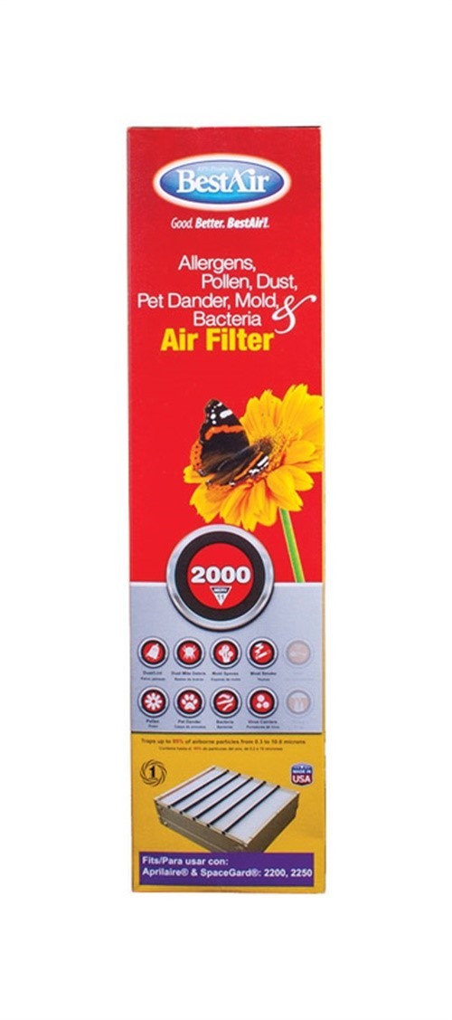BestAir A201-SGM-11R Low Airflow Resistance 11 MERV Air Filter 25 Wx20 Hx6 D in.