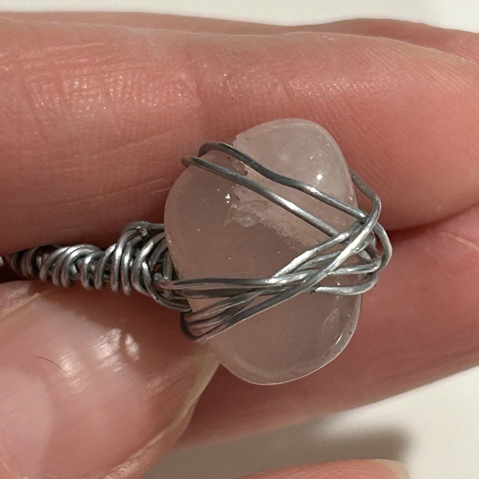 Wire Wrapped Ring With Pink Stone