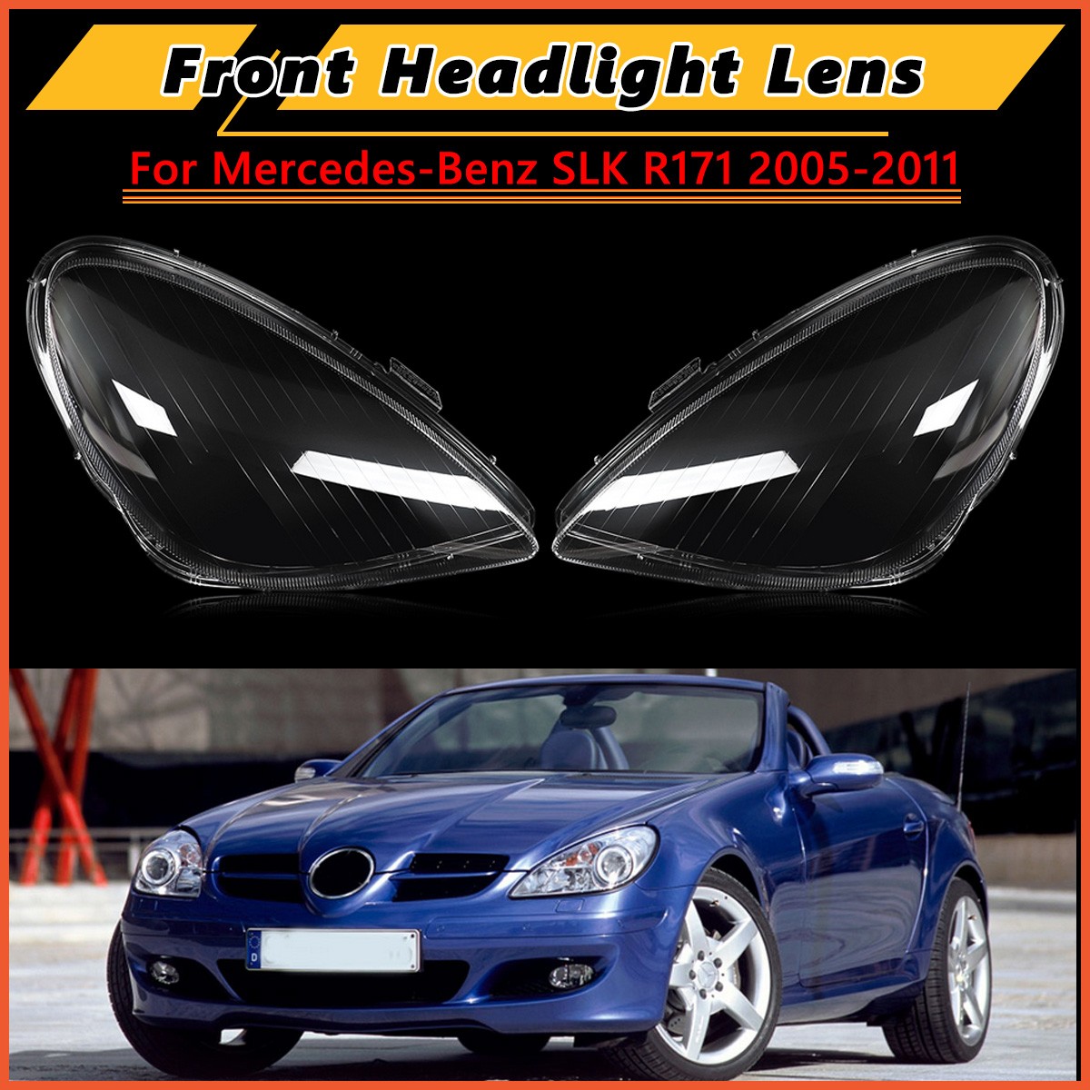 Front Headlight Lampshade Lens Cover For Mercedes SLK R171 2005-2011 Left+Right