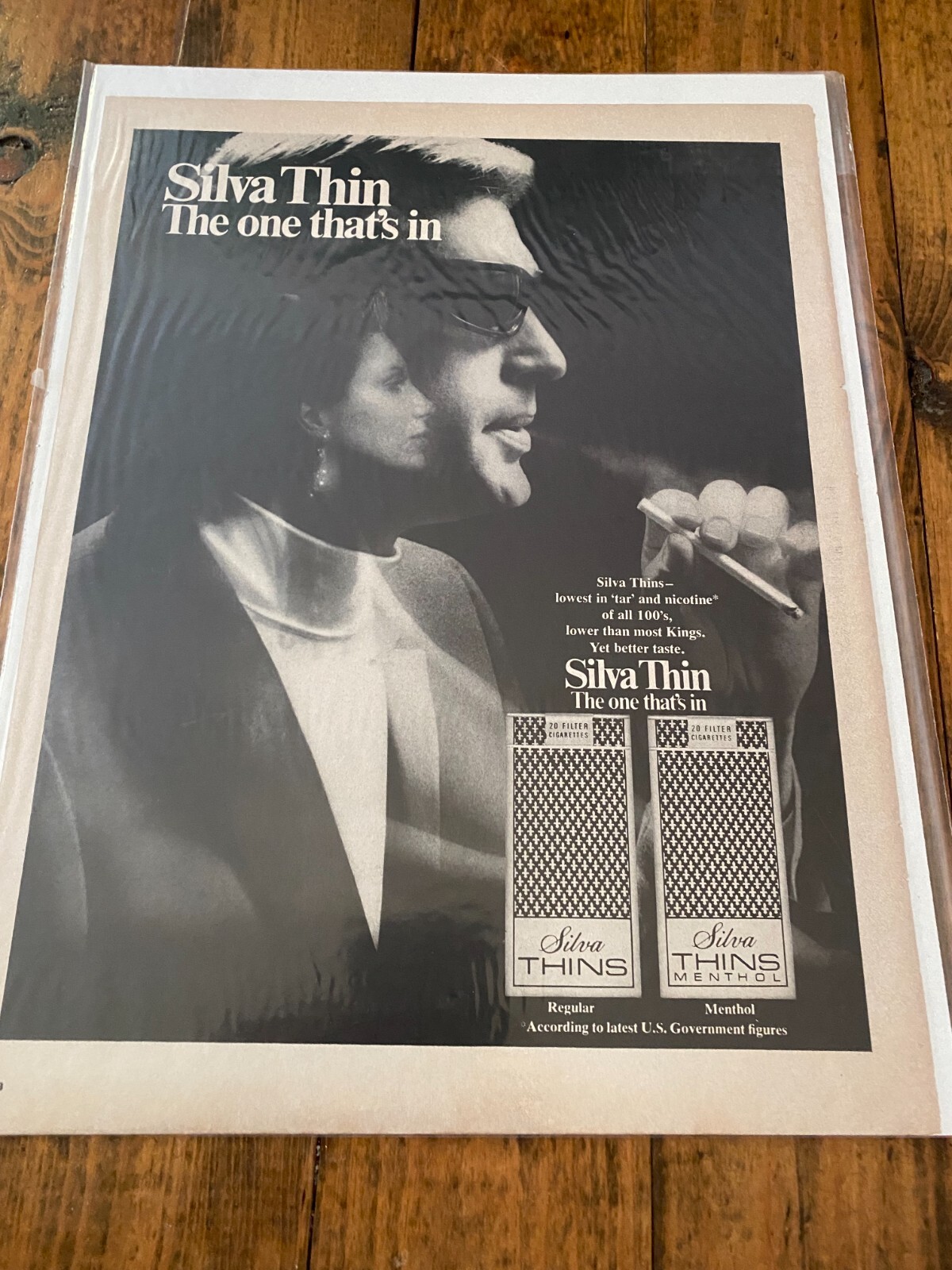 Vintage 1969 Silva Thins Cigarettes The One That's In ad