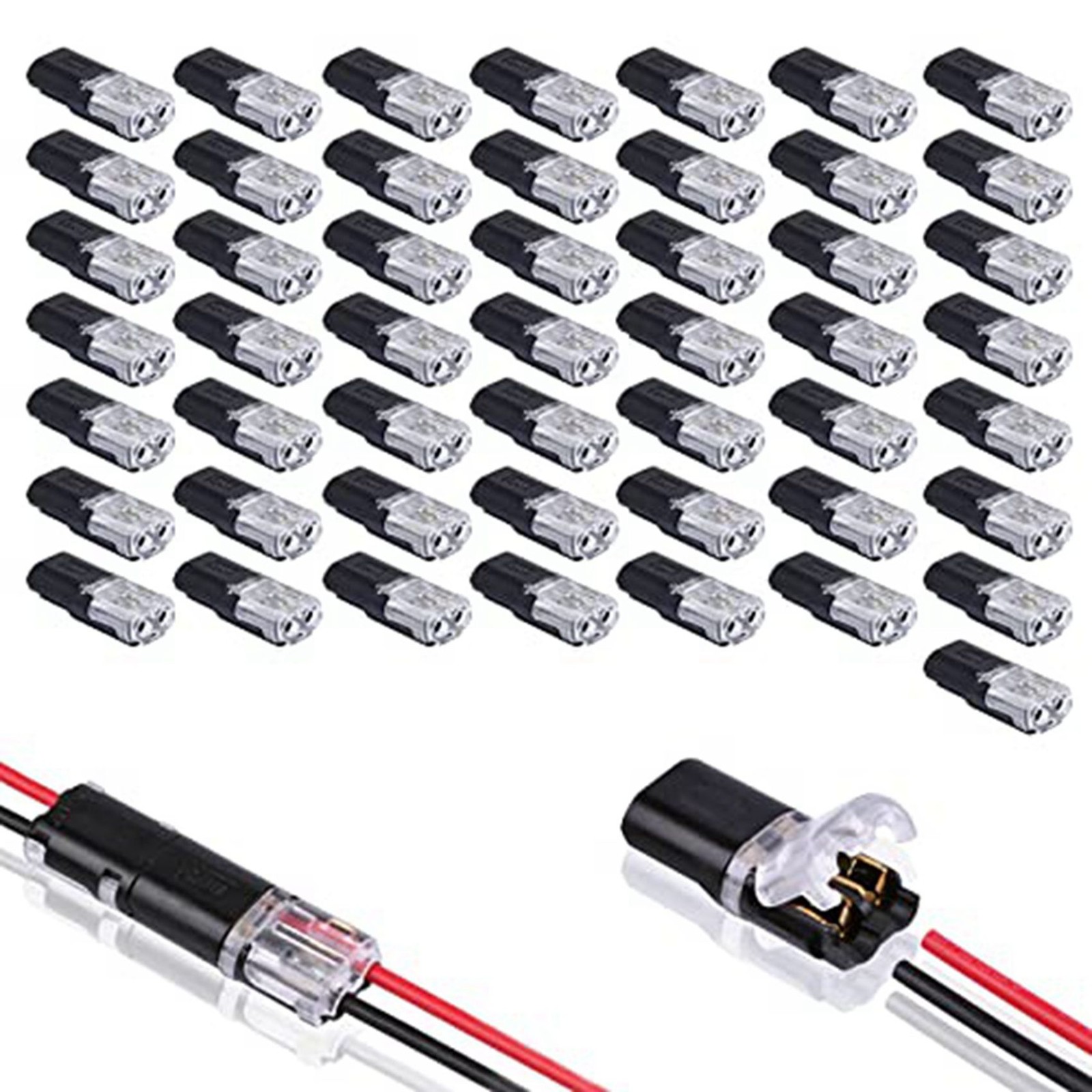 200pcs Double Wire Connectors with Locking Buckle, Pluggable 25210