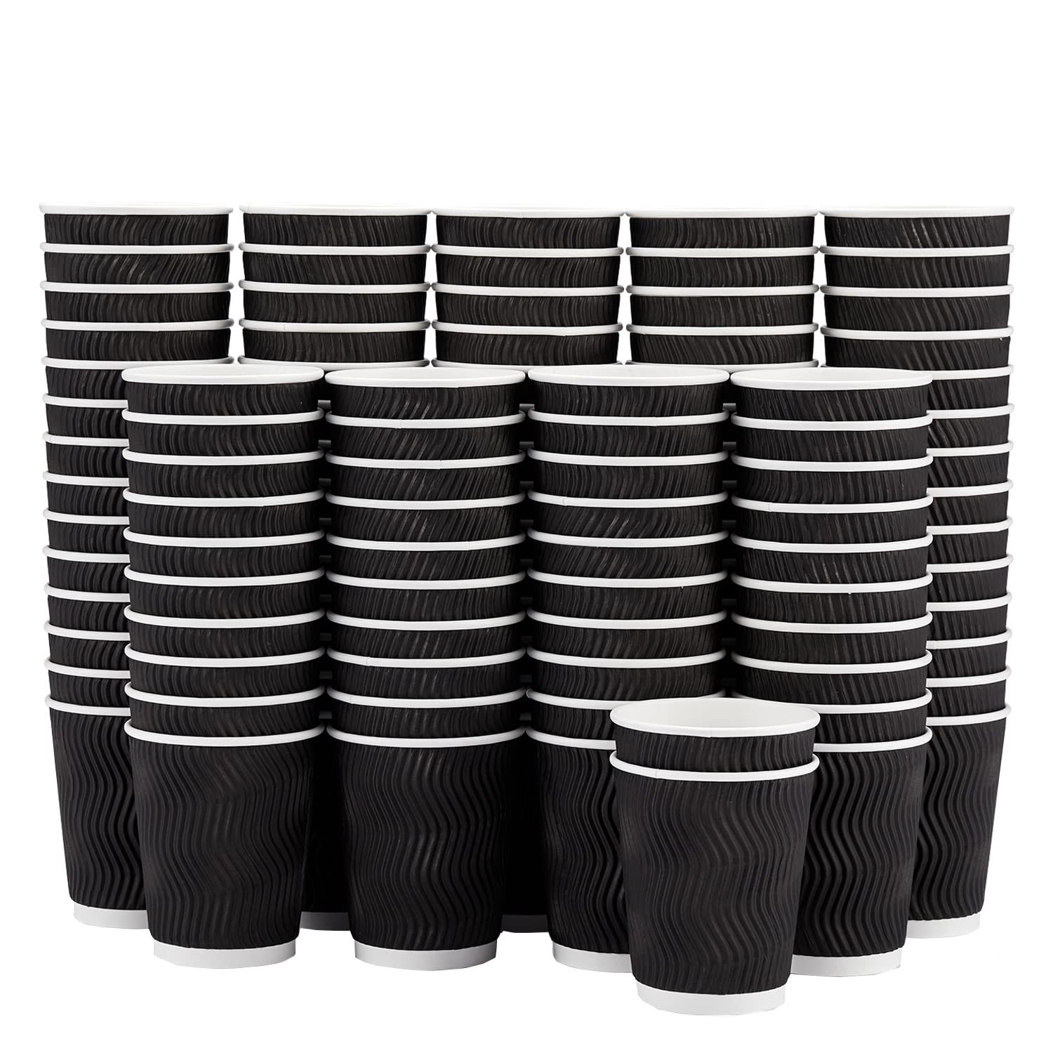 Lamosi 8 oz Disposable Coffee Cups - 120 Pack, Insulated Corrugated Paper Cup...