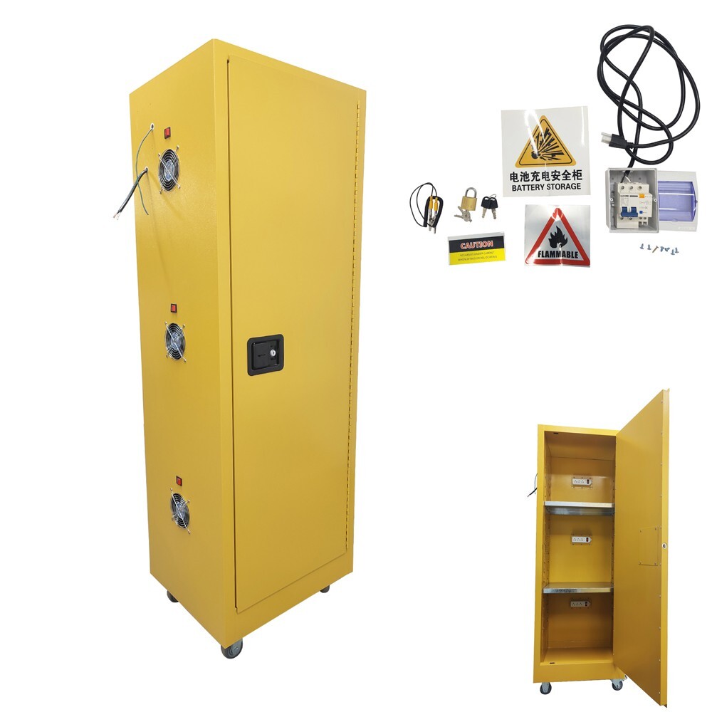 78Gal Battery Explosion-proof Safety Cabinet with Sockets Double Clapboard 67"