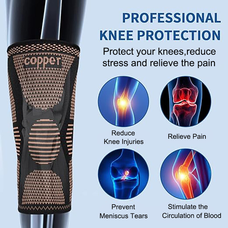Copper Knee Brace Compression Sleeve Arthritis Joint Support Running Sports Wrap
