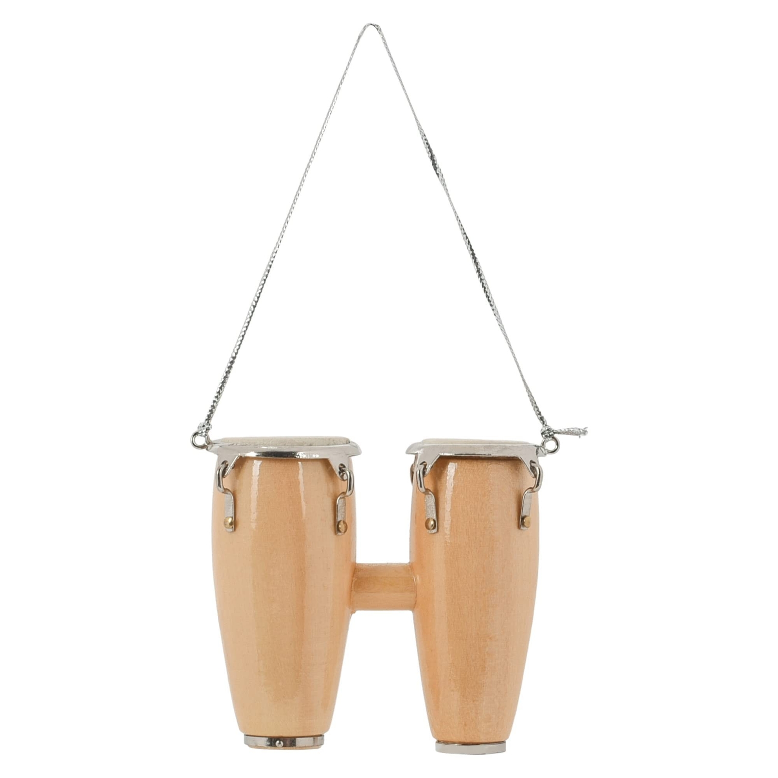 Broadway Gifts 2.8" Natural Brown Wood and Brass Double Conga Drum Ornament D...
