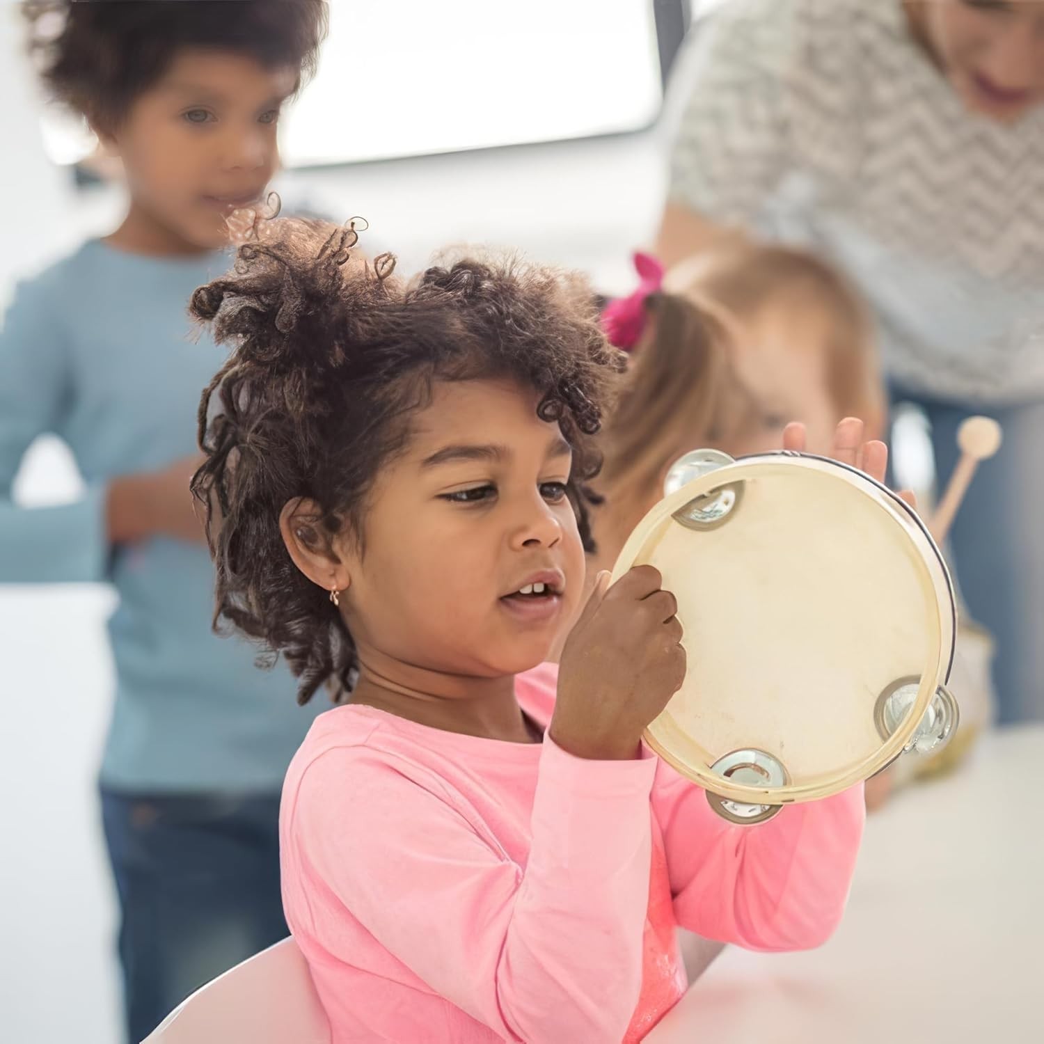 Wooden Toddler Musical Instruments with Drum, Hand Bells, Flute, Maracas, Cas...