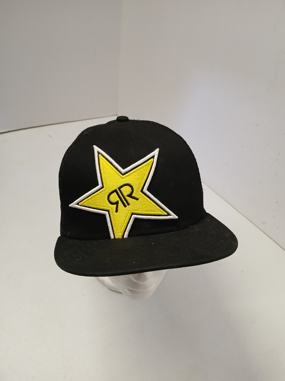 Rockstar Energy Snapback Trucker Hat One Size Fits Most Black w Yellow Star