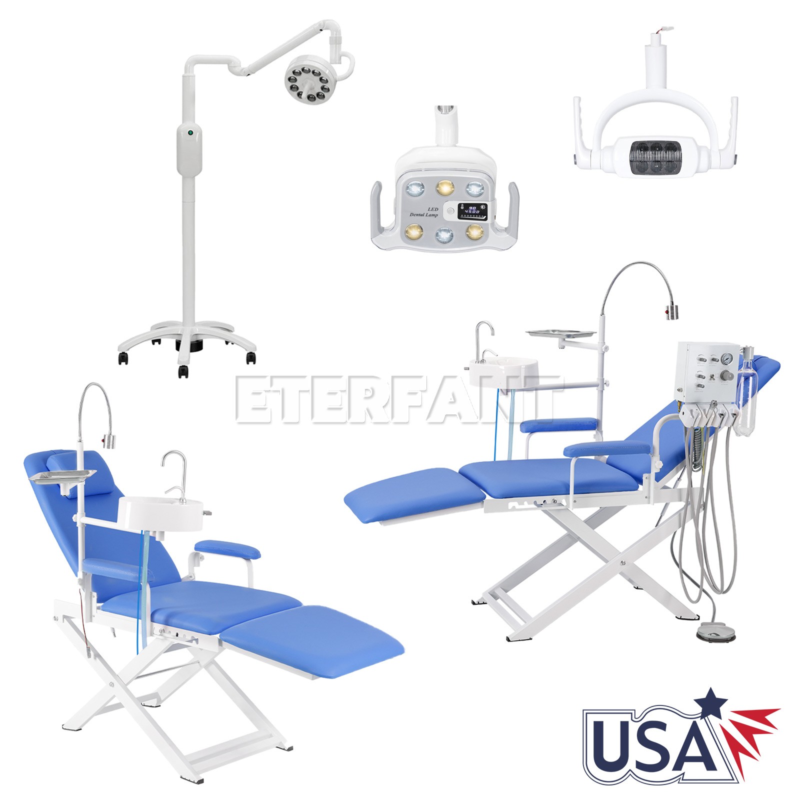 Portable Dental Foldable Chair/Dental LED Oral Surgical Light Exam Opertory Lamp