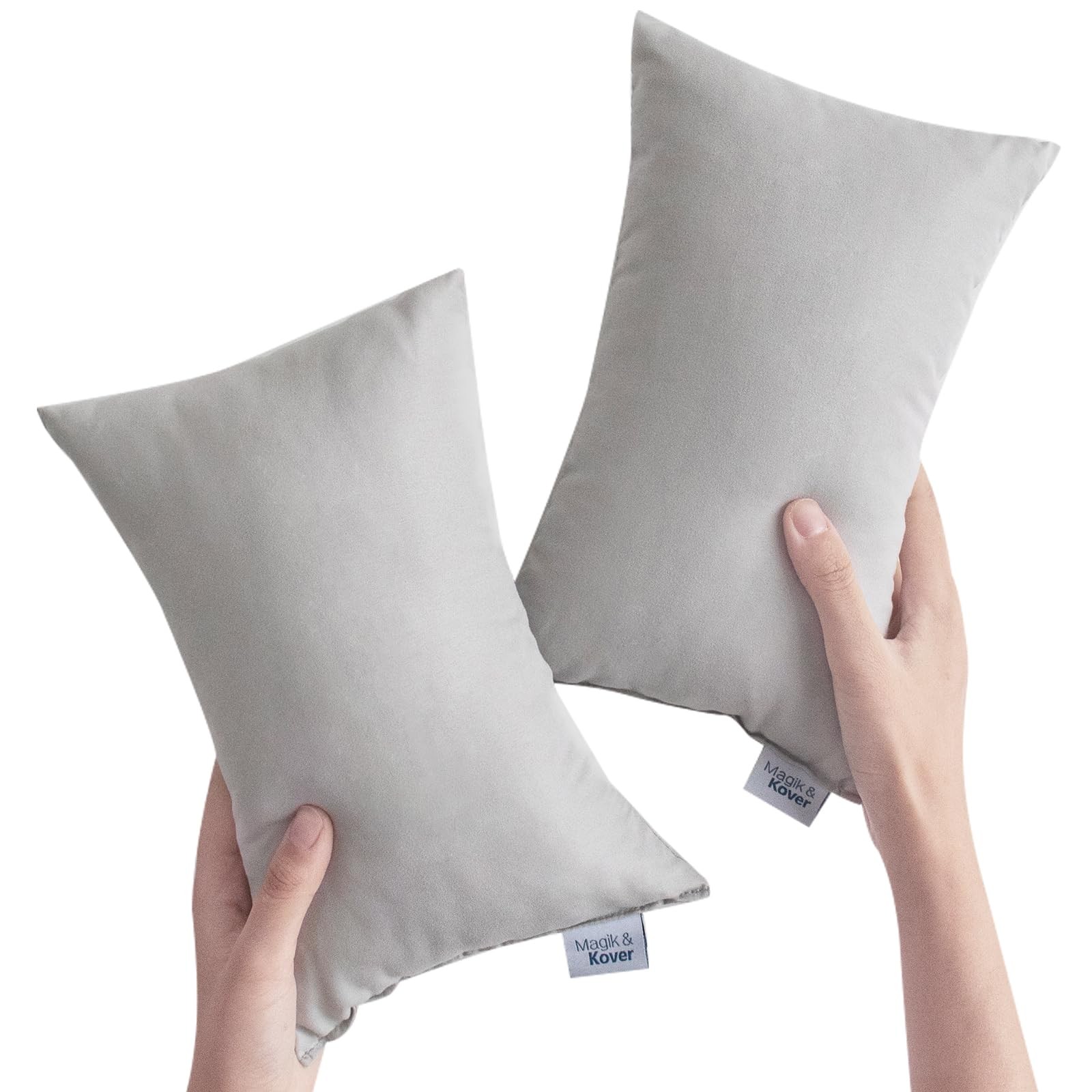 Magik & Kover Small Pillow Mini for Travel 2 Pack, 11" x 11"x7", Grey