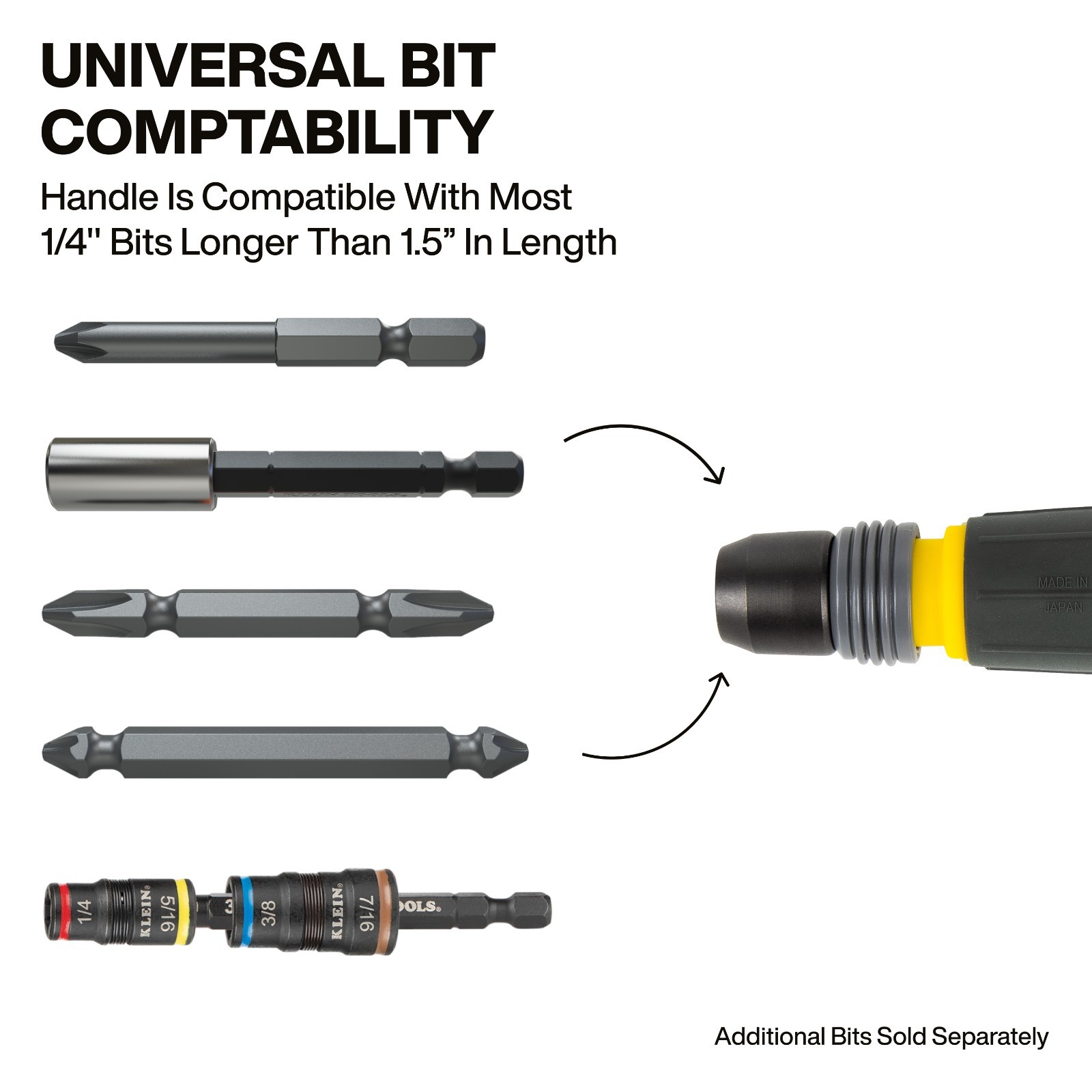 Klein Tools 32960A Fastbit Tru-Grip Screwdriver, Phillips, Slotted Bits
