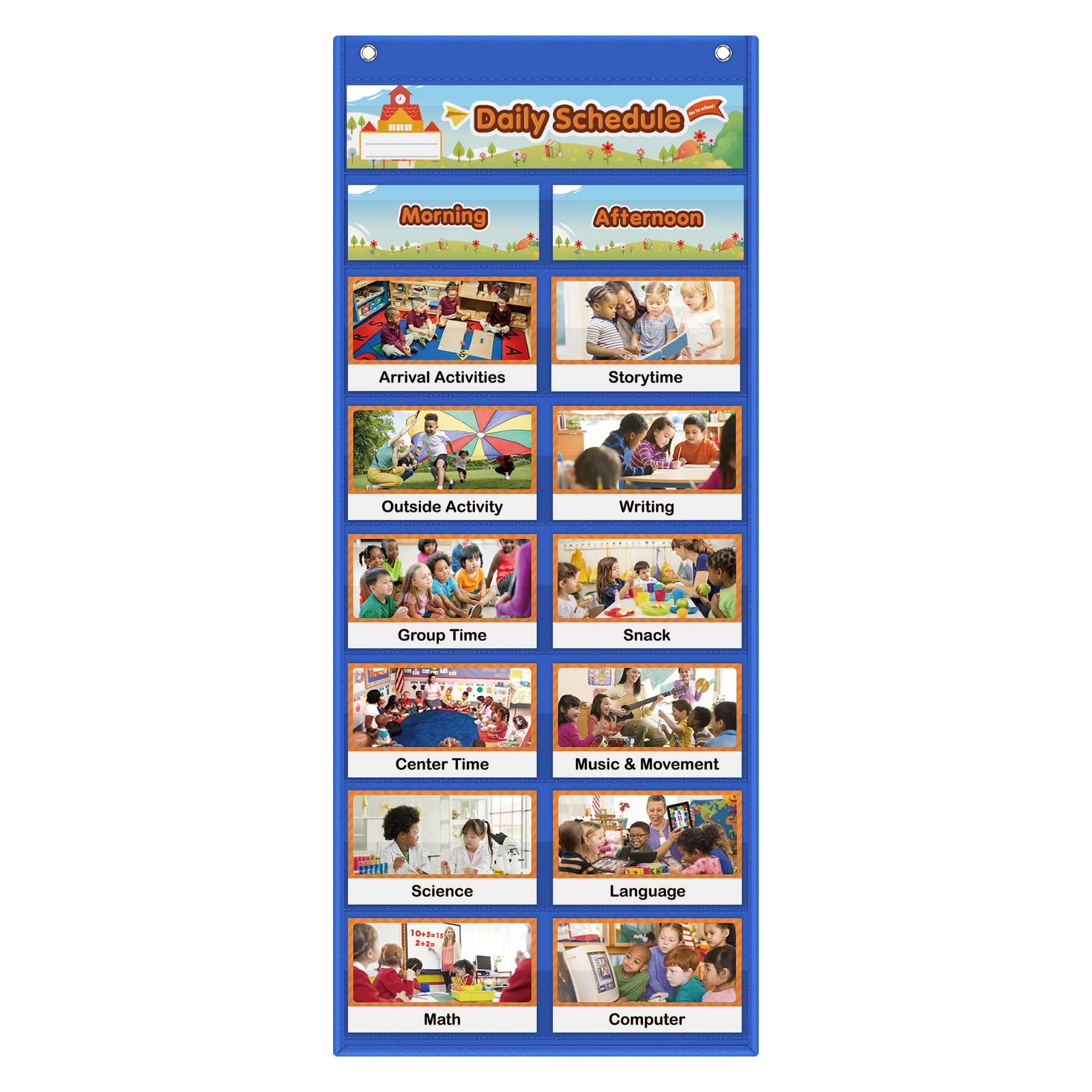 Auchq Daily Schedule Pocket Chart, Visual Schedule for Kids with 23 Activity ...