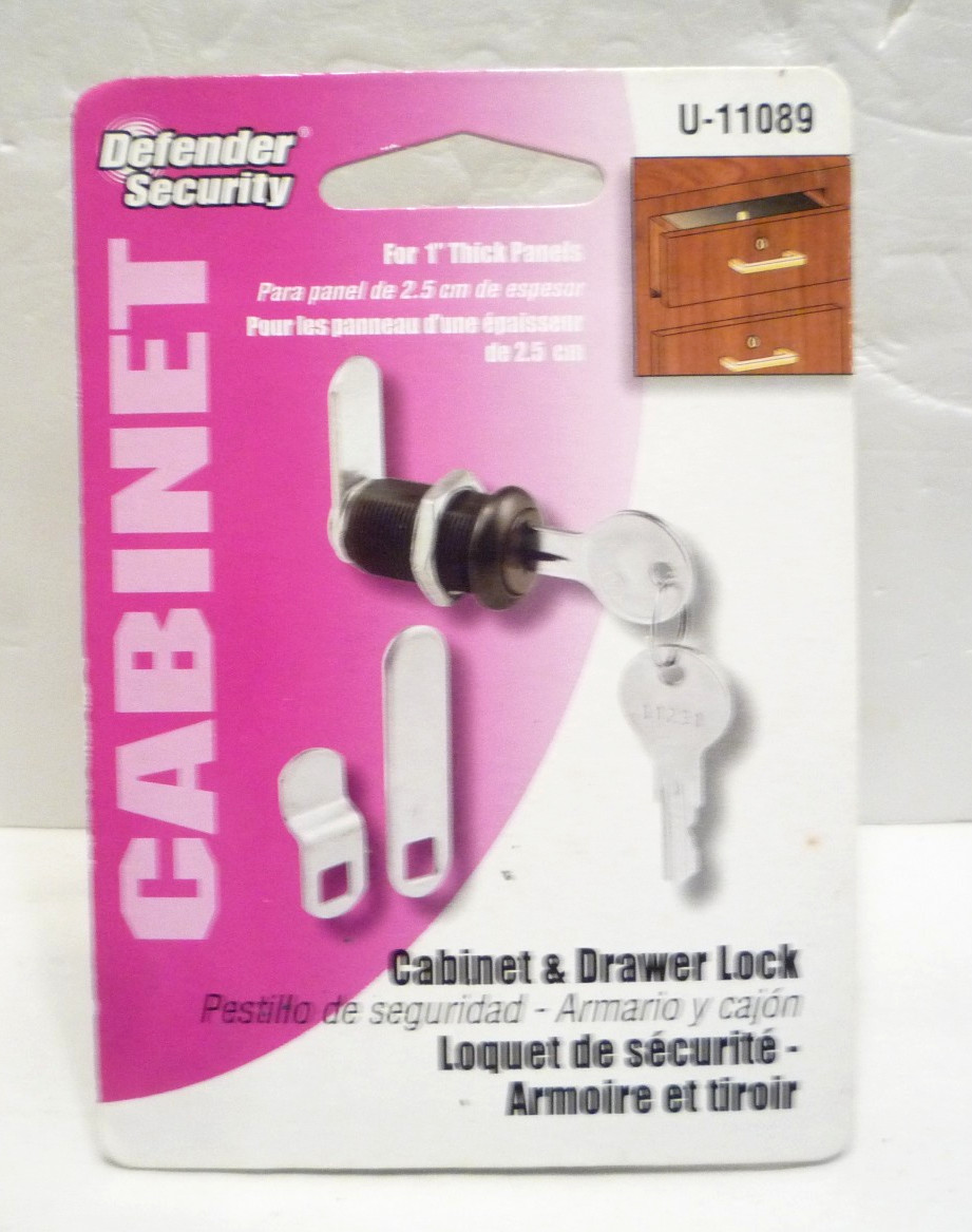 Defender Security Cabinet and Drawer Lock U-11089 for 1” Thick Panels