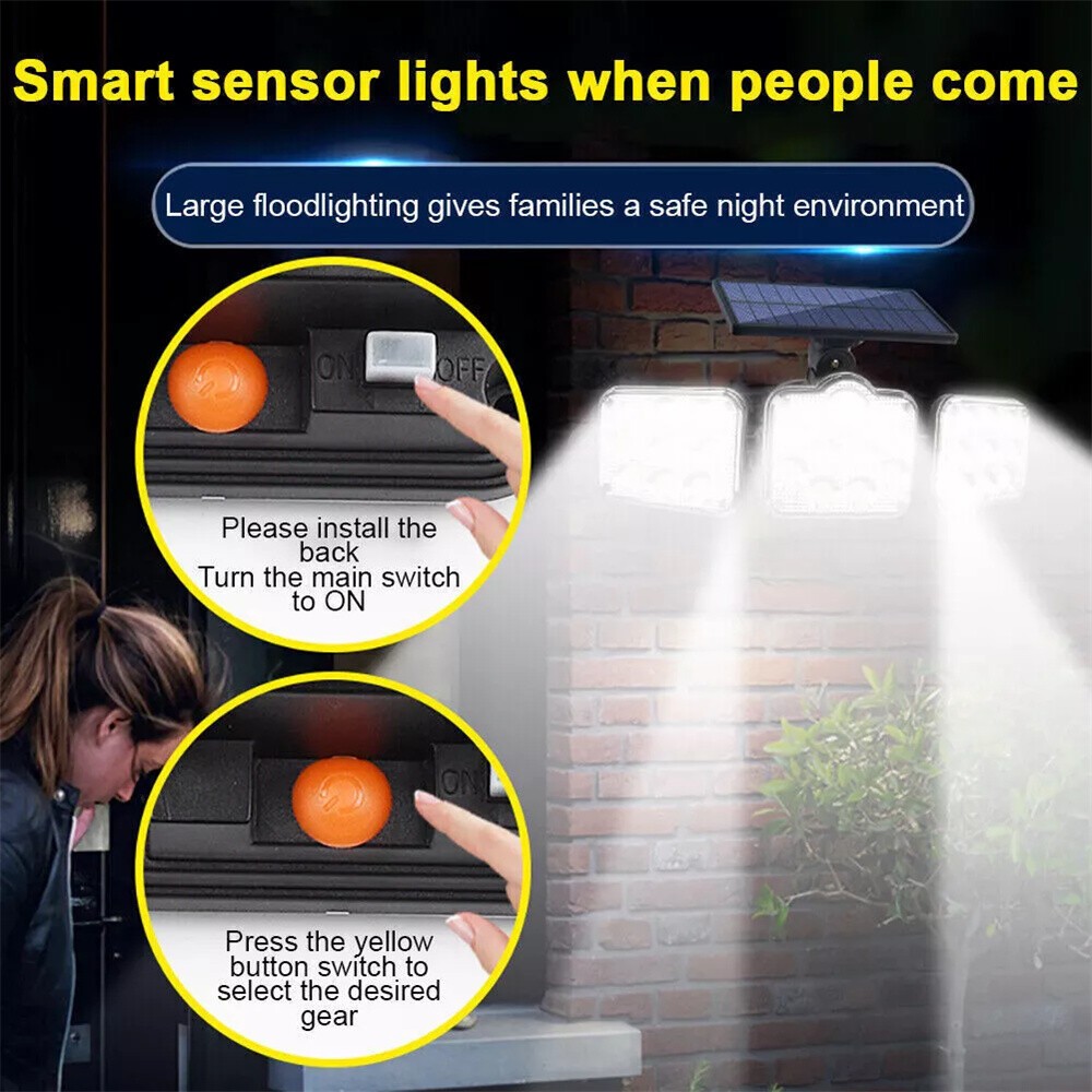 2 Pack 50000LM LED Solar Lights Outdoor Waterproof Motion Sensor Security Lamp