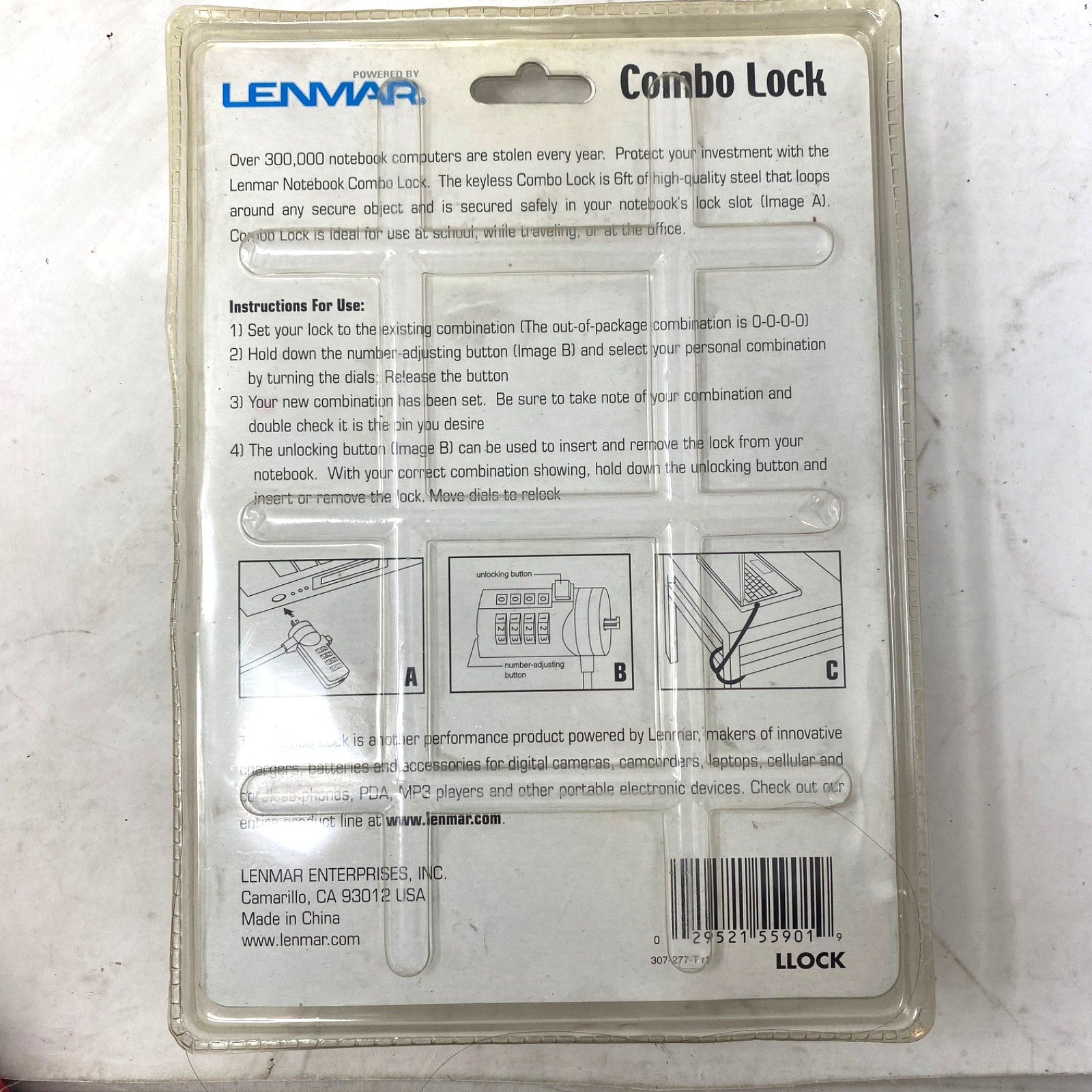 LENMAR 6' Foot Anti-Theft Cable Combo Lock for Notebook Computers