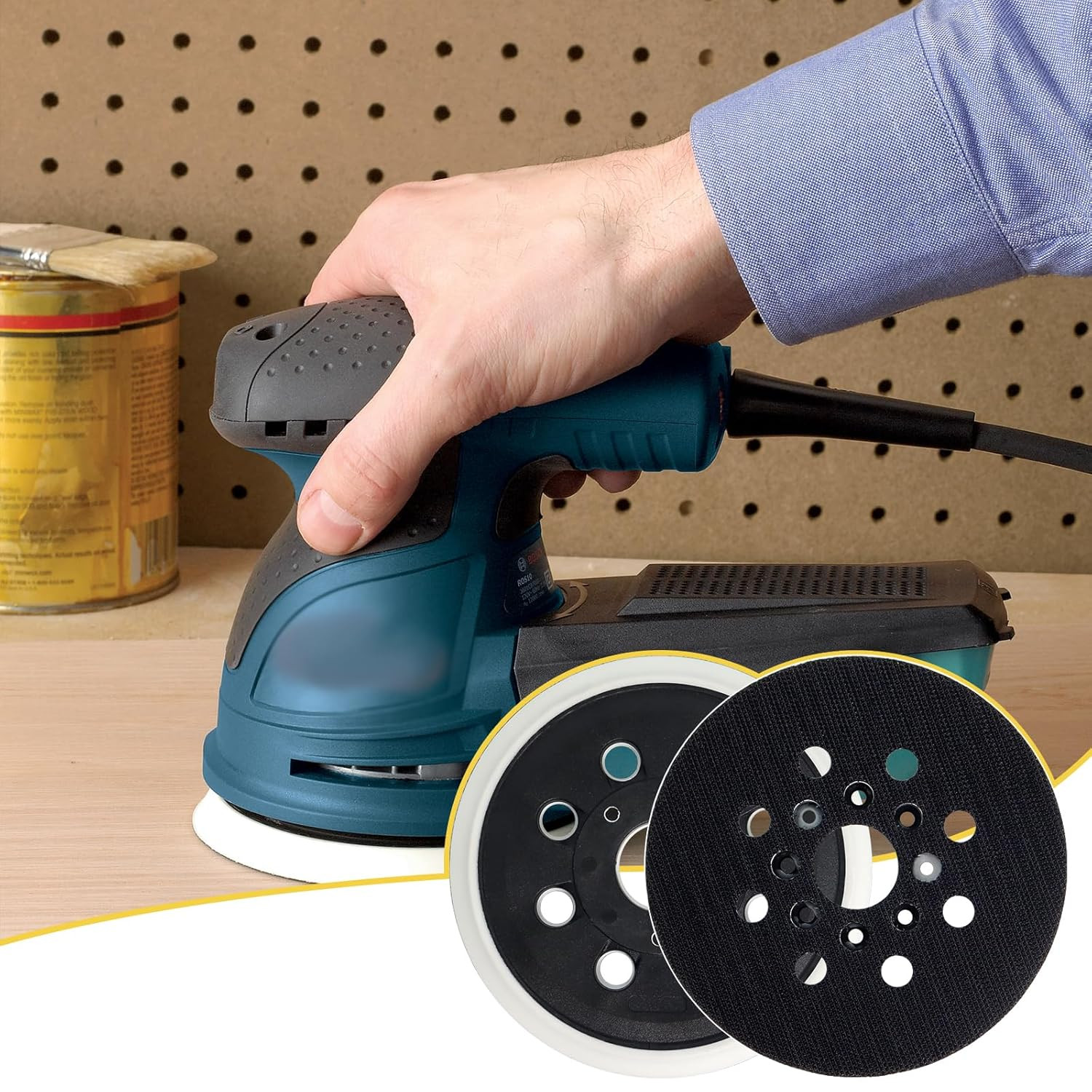 5 Inch 8 Hole Hook & Loop Replacement Sander Pad for 5" Bosch ROS20VS, ROS20VSC,