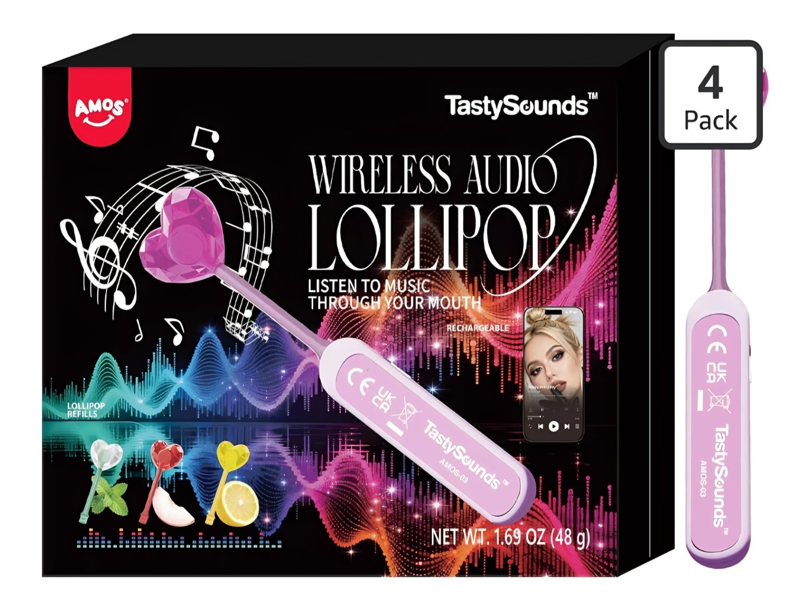 Amos TastySounds Wireless Audio Music Lollipop Gift Set - 4 Flavors