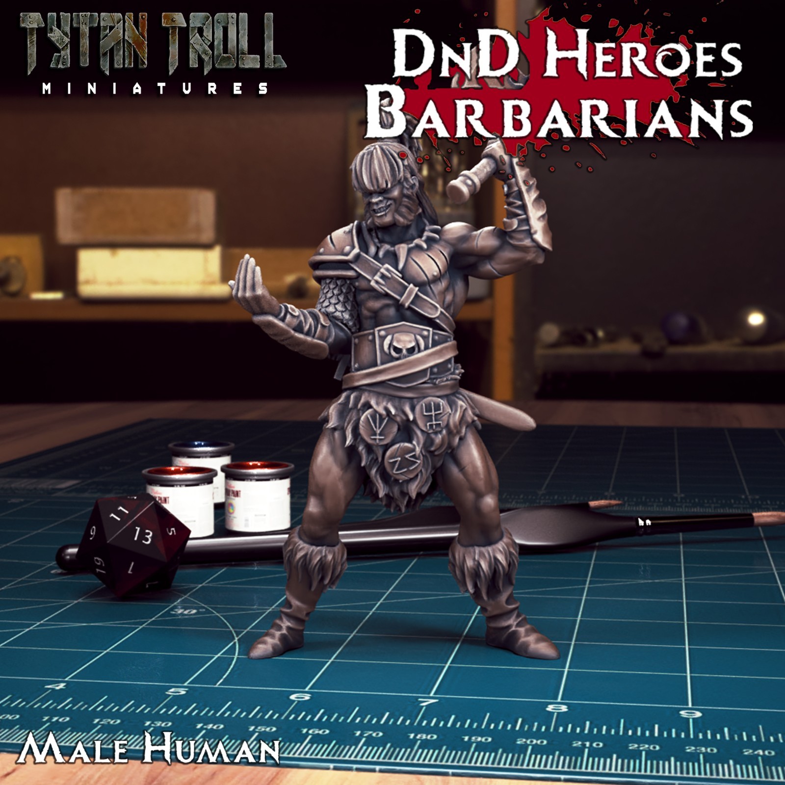 Dungeons & Dragons - Playable Character Male Human - Barbarian, Fighter