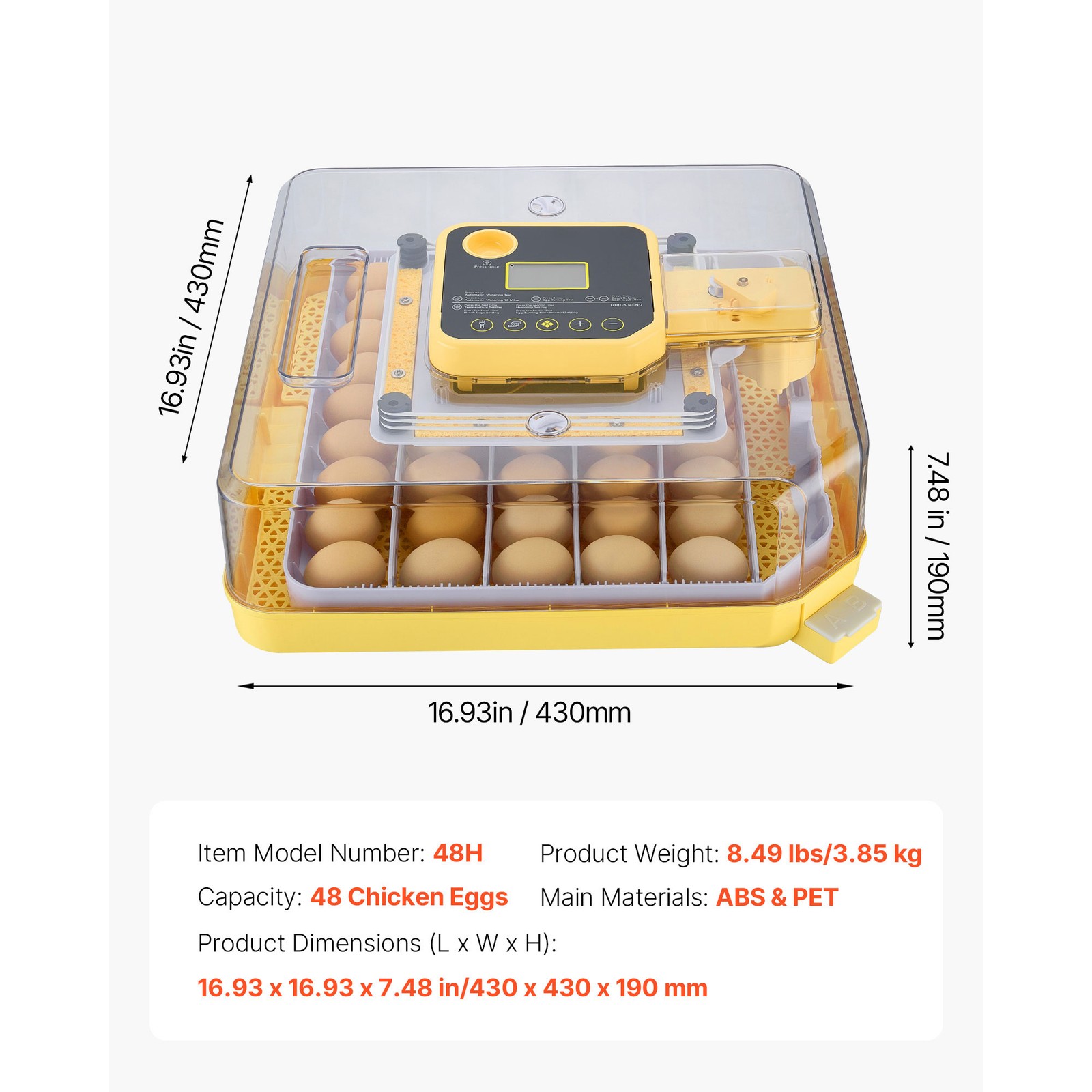 Uimoso 48 Egg Incubator with Auto Turning and Temperature Control System