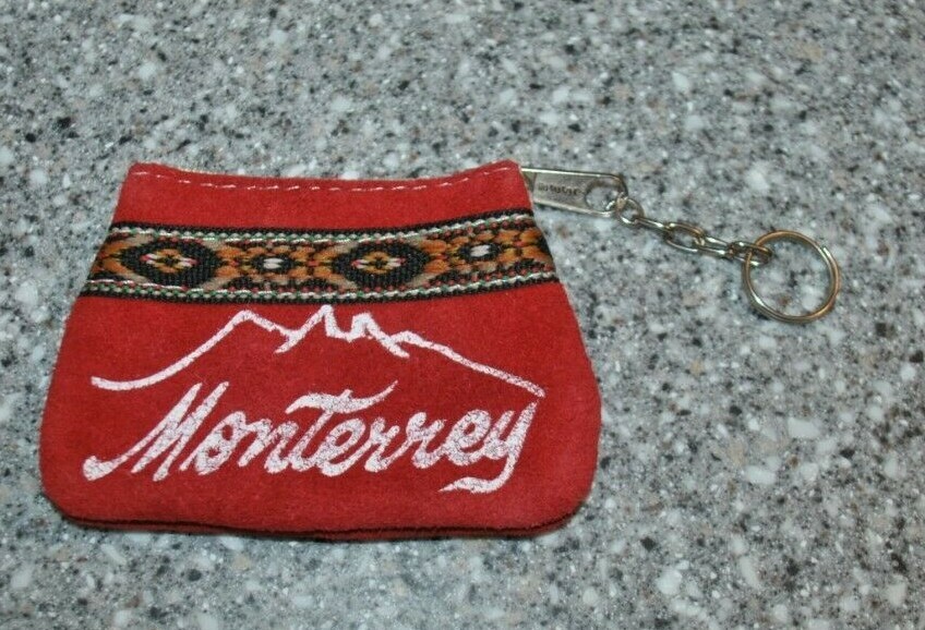Monterrey Suede Key Chain Coin Purse Zipper Top EUC