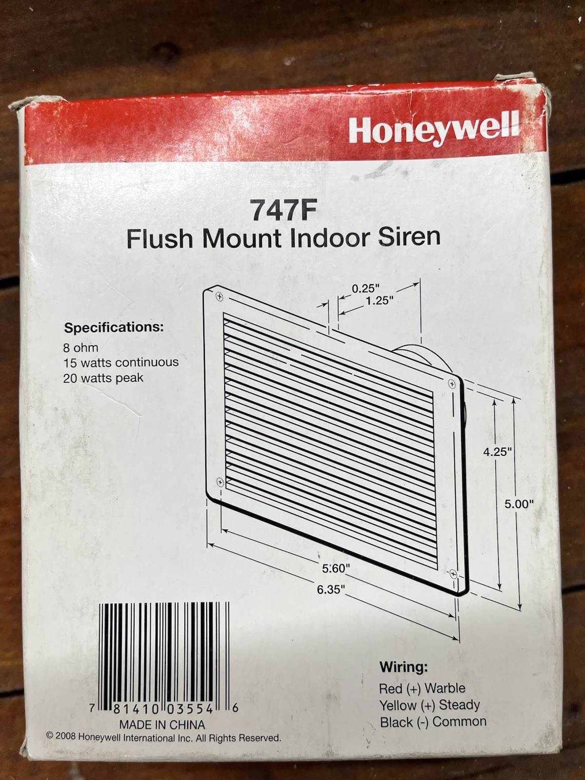 747F Flush Mount Indoor Self Contained Siren, 95Db Output at 12 Volts DC, 2 Tone