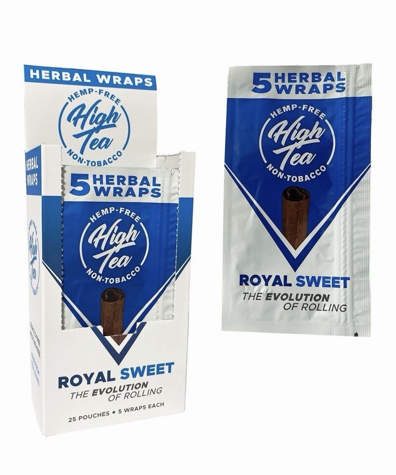 High Tea Non Tobacco All Natural Herbal Smoking Wraps - Royal Sweet - 125...