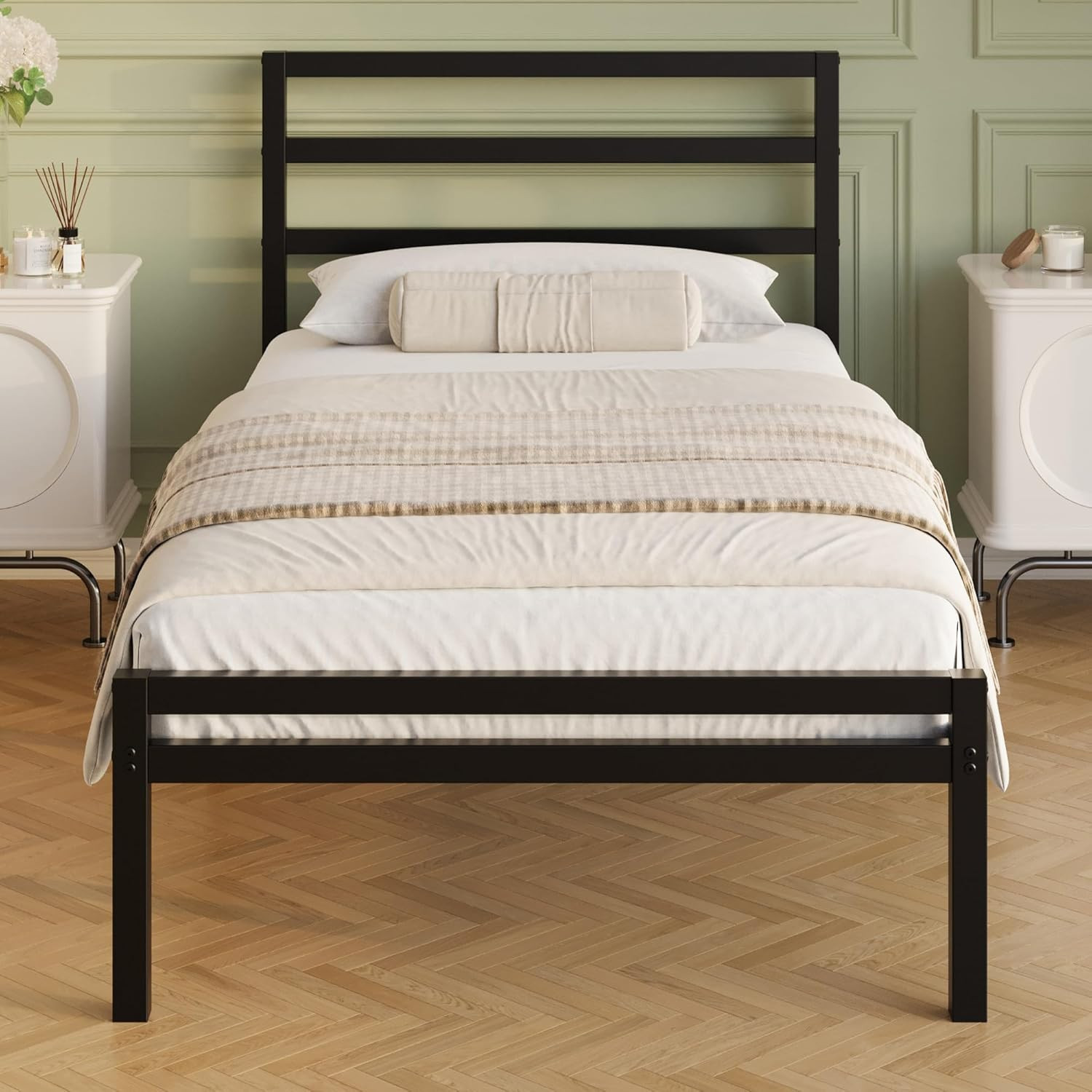12 Inch Twin Bed Frame with Headboard and Footboard, Classic Metal Platform Bed
