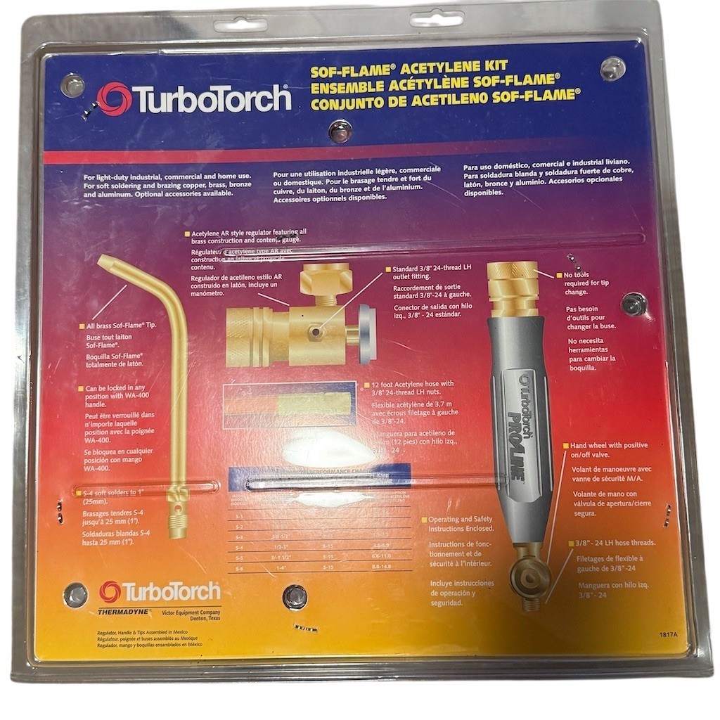 TurboTorch Sof-Flame Acetylene Torch Kit w/ Regulator 12 ft Hose & Tip