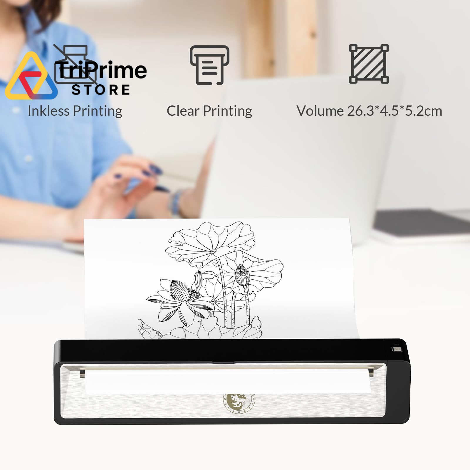 Wormhole Tattoo Stencil Printer, Wireless Bluetooth Printer with black