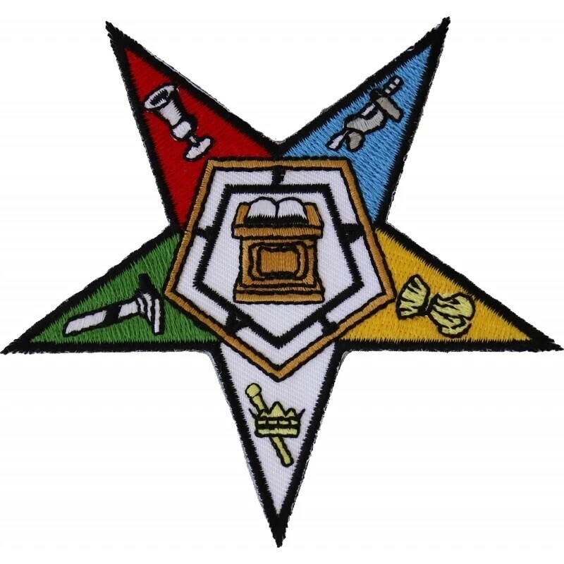 Embroidered Patch Iron-On Eastern Star Masonic Free Mason 4" x 4"