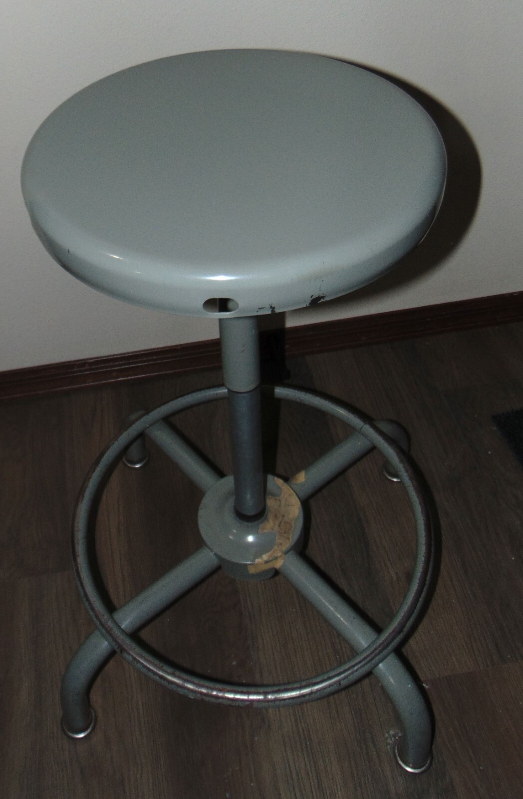 Vintage Adjusto Adjustable Steel Drafting Drafter Swivel Counter Stool W Cushion