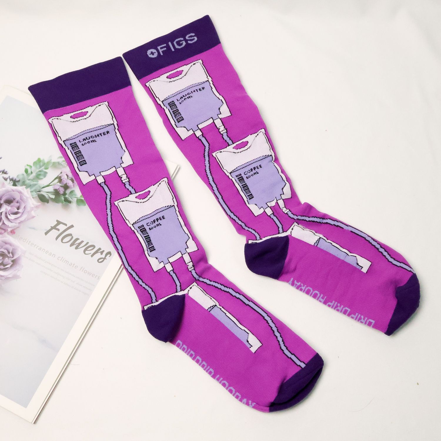Figs Purple Compression Socks Size L