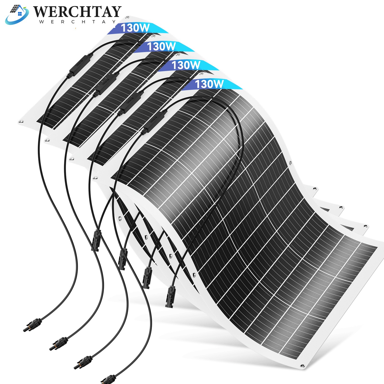130W 520W Flexible Solar Panel Portable RV Rooftop Cabin Car Boat Home Camping