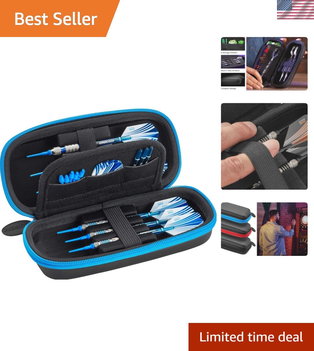 Sentry Dart Case Slim EVA Shell for Steel and Soft Tip Darts, Hold 6 Darts an...