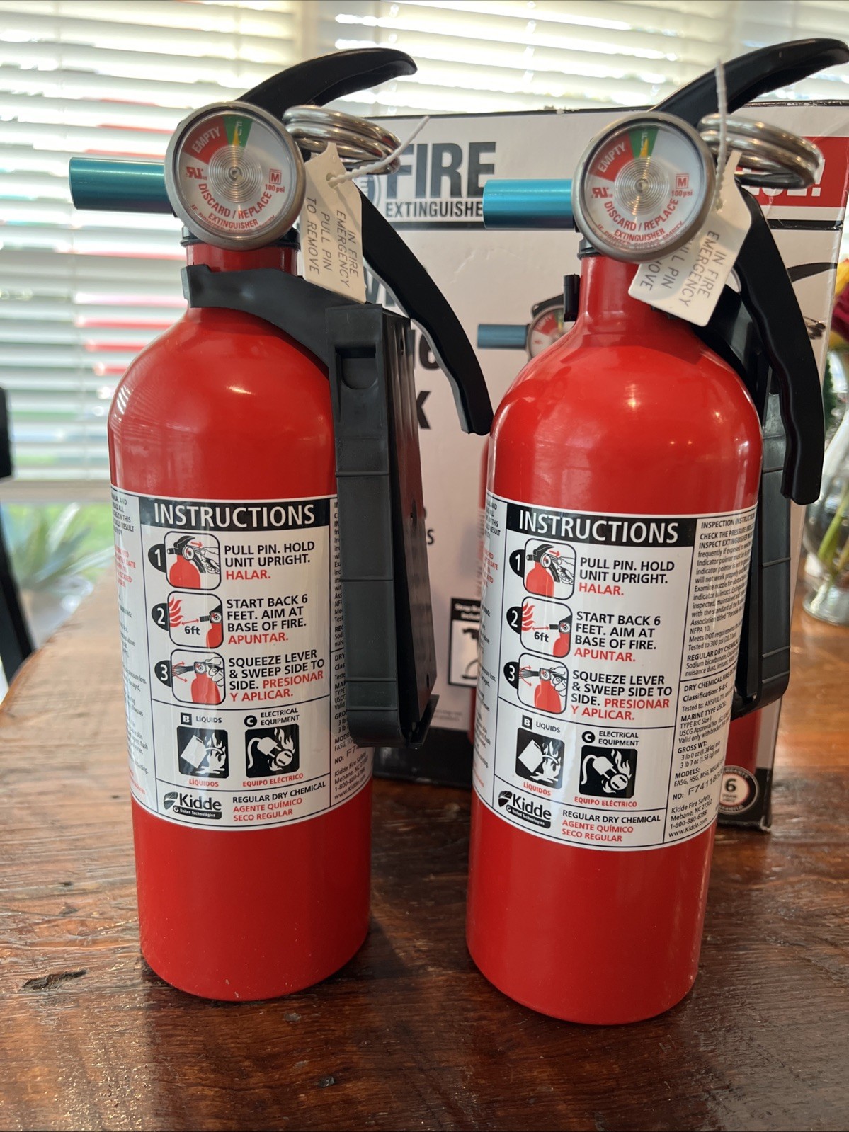 Fire Extinguisher Kidde Code One 5-B:C Disposable Chemical Home Shop Auto 2 Pack