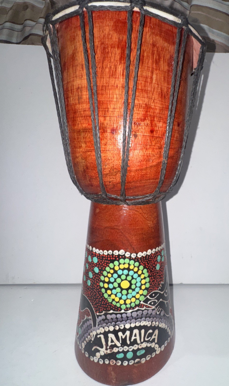 Jamaican Djembe Hand Drum 16” Hand Painted geckos Wood