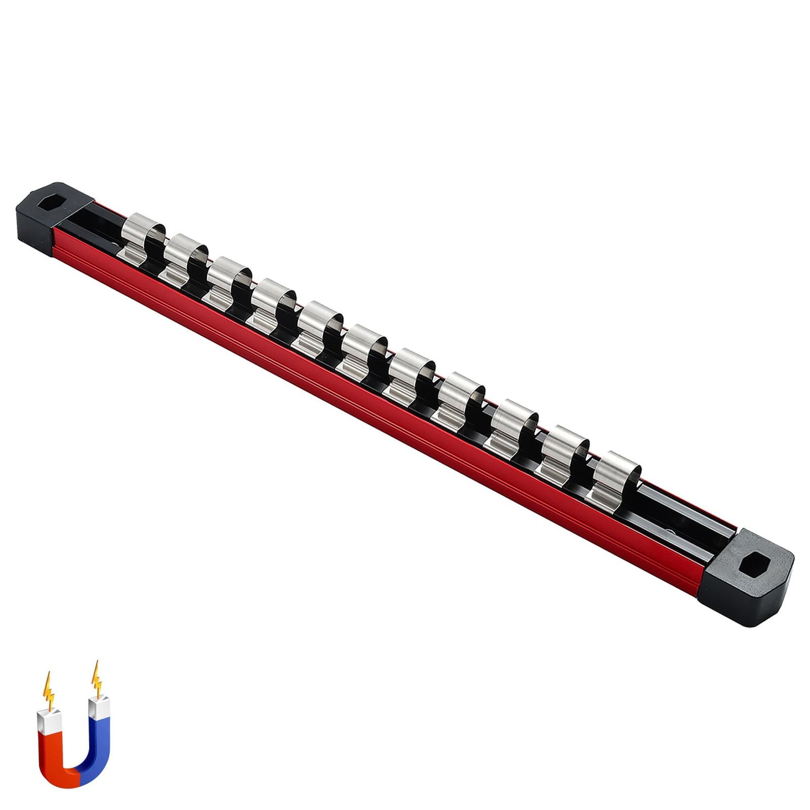 ALOANES 1/2-Inch Drive Magnetic Socket Organizer, Heavy Drive, Red