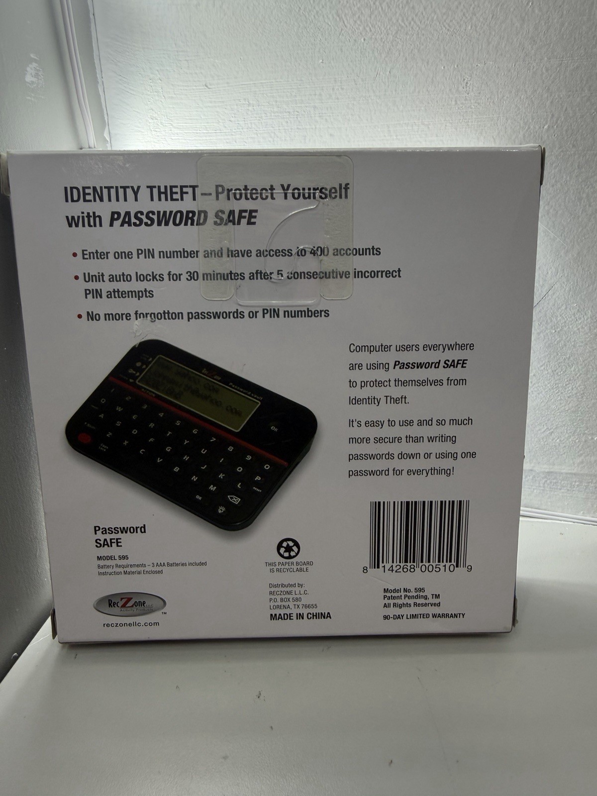 New Password Keeper Safe Vault Password Organizer RecZone Model 595