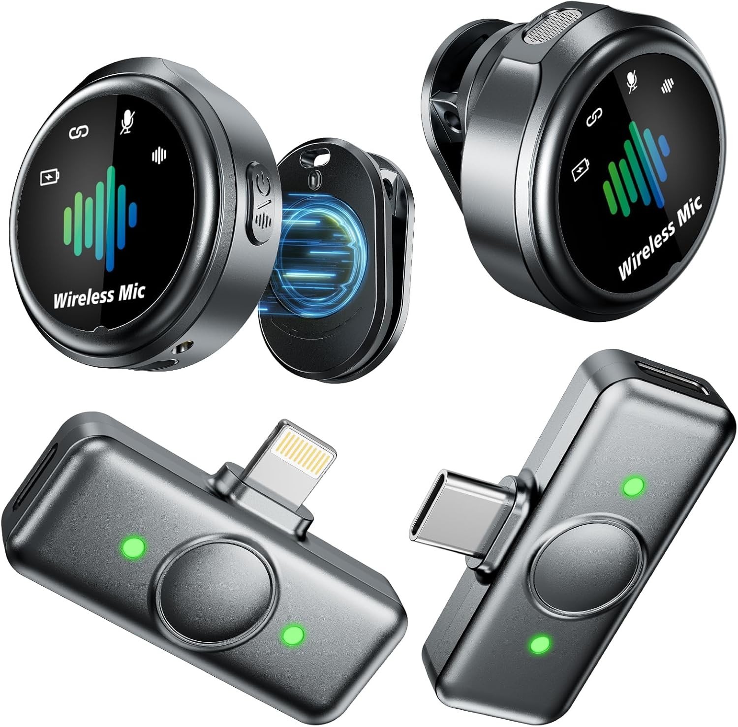 Magnetic Wireless Lavalier Microphone for iPhone & Android with Noise Reduction