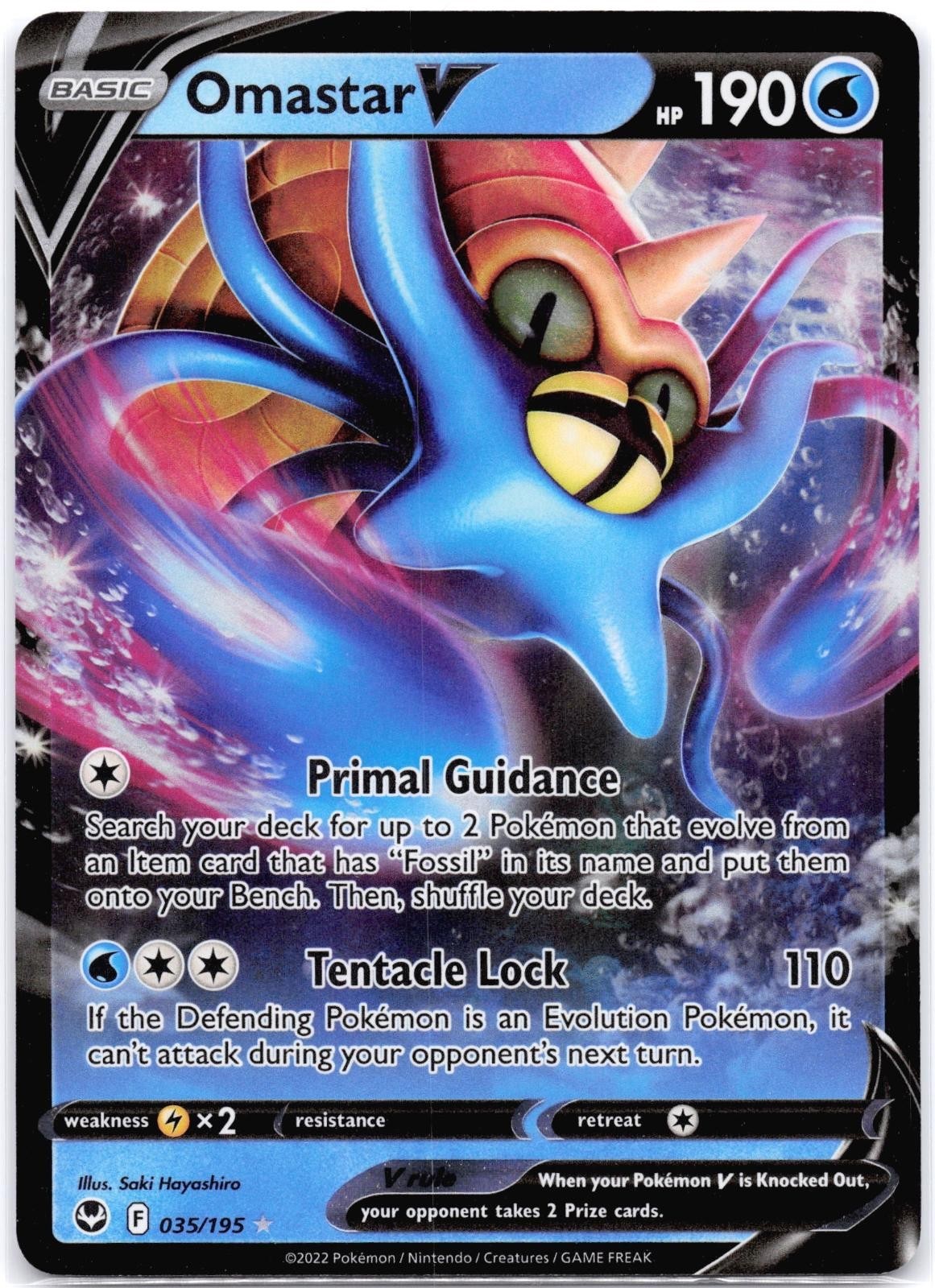 Omastar V 035/195 - Ultra rare -  Silver Tempest  Pokemon - NM/M