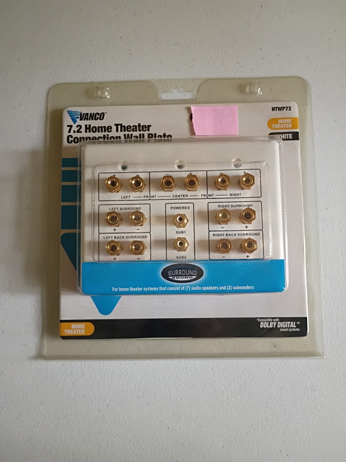 Vanco 7.2 Home Theater Connection White Wall Plate (HTWP72) Brand New Sealed