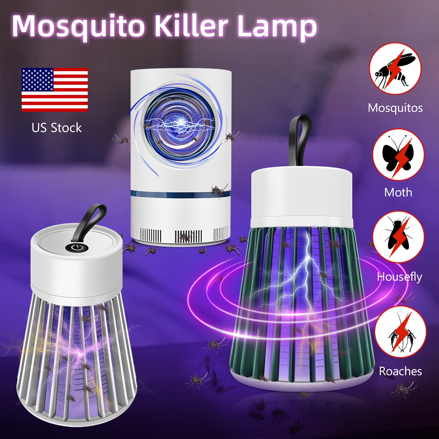 Electric UV Mosquito Killer Lamp Outdoor/Indoor Fly Bug Insect Eliminator Trap