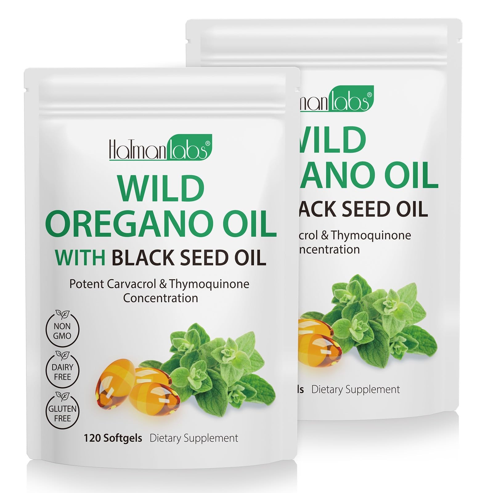 Nyloriaine 120PCS Oil of Oregano with Black Seed 60 Count Pack 2